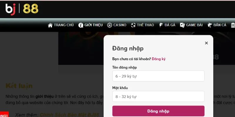 Xem kĩ chính sách bảo mật BJ88 trước khi đăng ký